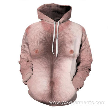 Naked body with hairs 3D printing hoodie